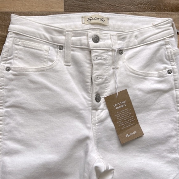 Madewell  10" High-Rise Skinny Jeans in Pure White Step- Hem Edition 26 - Picture 4 of 10